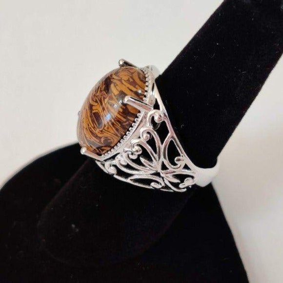 Indian Script Stone Ring - Picture 2 of 3